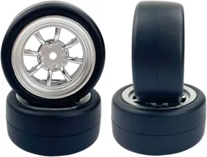 RC Car Accessories Compatible with WPL D12 D42 RC Car Spare Parts Accessories 4pcs Rubber Drift Tires Upgrade Wheel Hubs Rubber Soft Tires