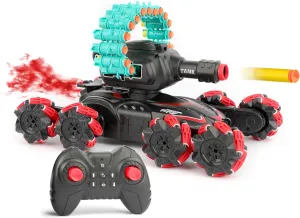 RC Dart Shooting Tank - Remote Control Battle Car with Shooting Turret - Motorized Robot Toy for Kids - Action Gift for Boys - RC Vehicle - Includes Nerf-Compatible Darts