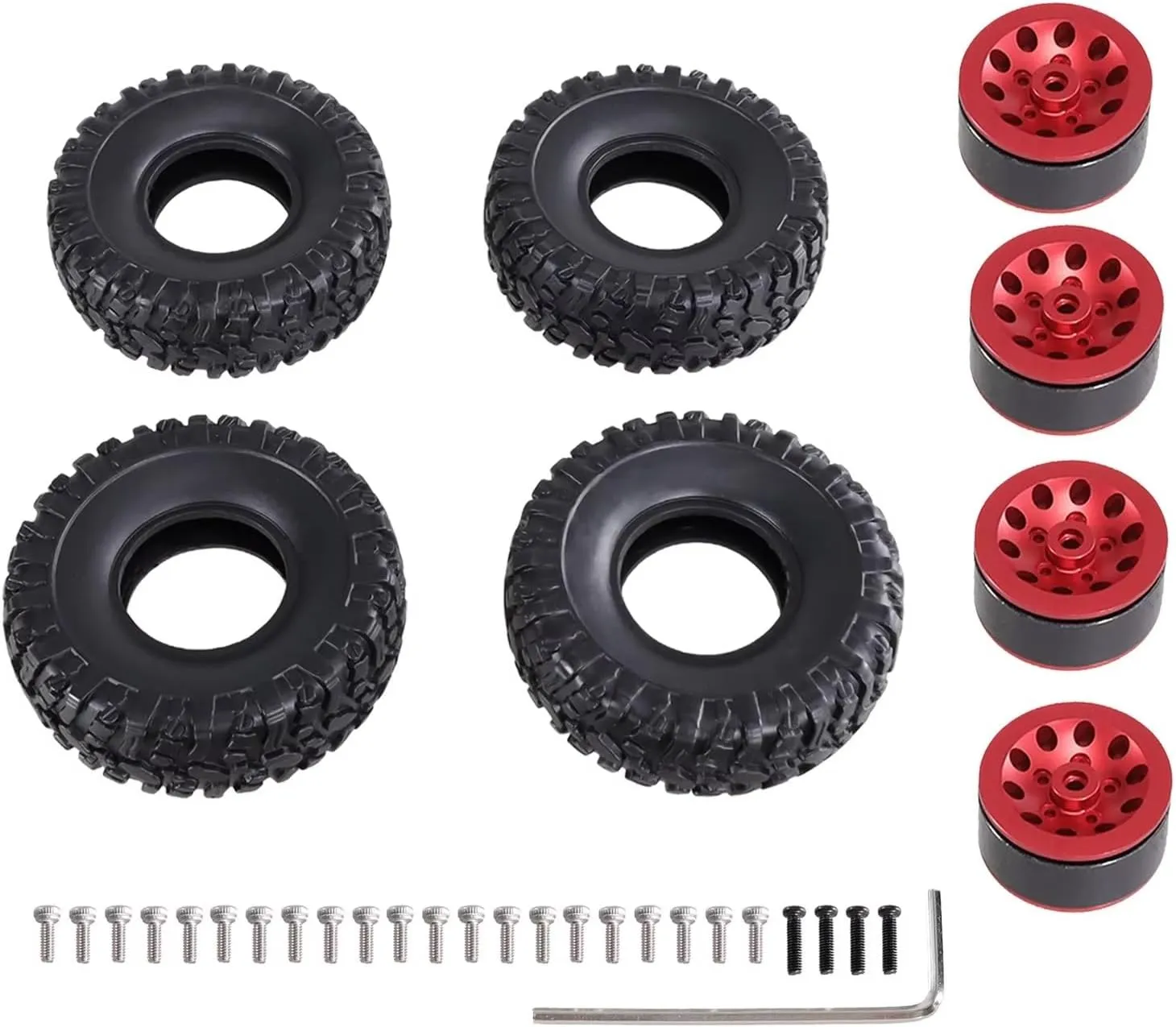 RC Repair Parts Compatible with MN 1/2 D90 98 99S 78 82 99sV2 1/16 for WPL C14 C24 C34 Rc Car Clip Type Tire Soft Tire Skin Metal Parts Accessories(White)
