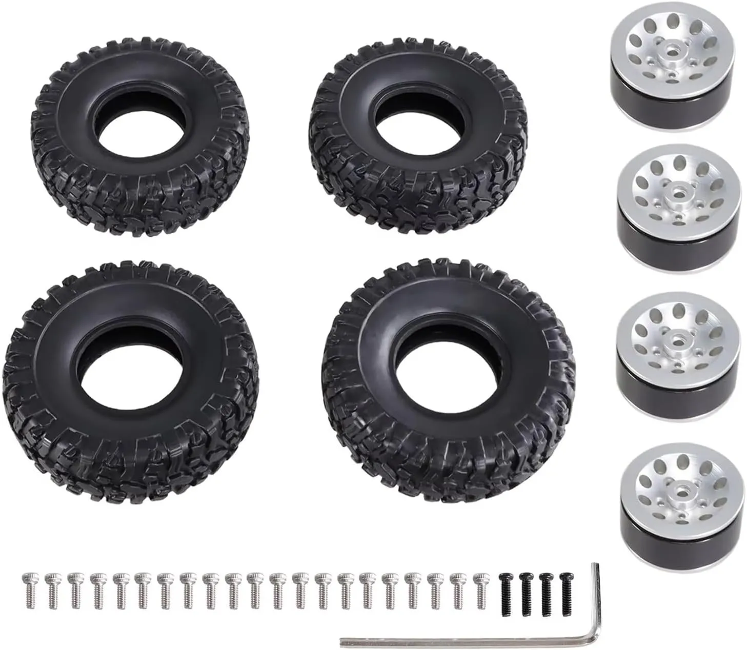RC Repair Parts Compatible with MN D90 98 99S 78 82 99sV2 1/16 for WPL C14 C24 C34 1/2 Rc Car Clip Type Tire Soft Tire Skin Upgrade Parts Accessories(White)