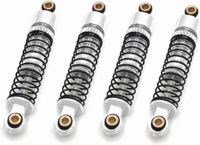 RC Car Accessories Compatible with FMS for FCX24 1/24 Rc Car Upgrade Parts Accessories 4Pcs Metal Adjustable Soft and Hard Hydraulic Shock Absorber(Silver)