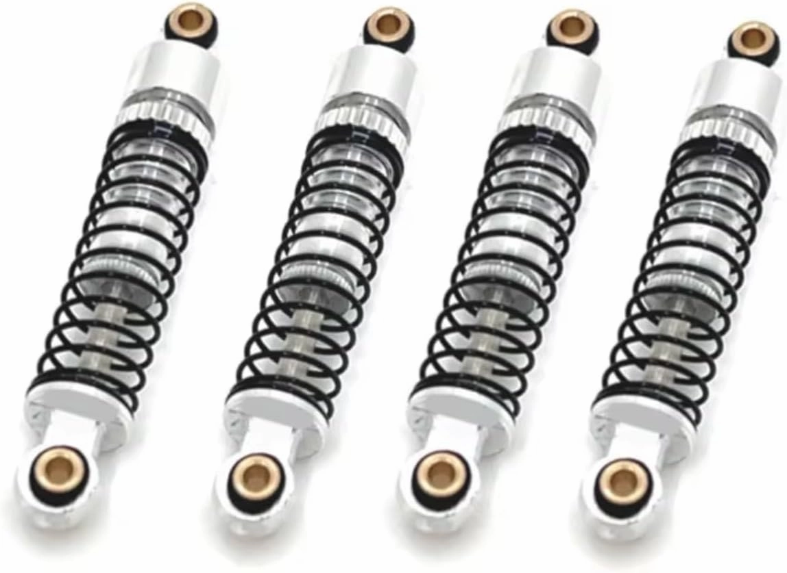 RC Car Accessories Compatible with FMS for FCX24 1/24 Rc Car Upgrade Parts Accessories 4Pcs Metal Adjustable Soft and Hard Hydraulic Shock Absorber(Silver)