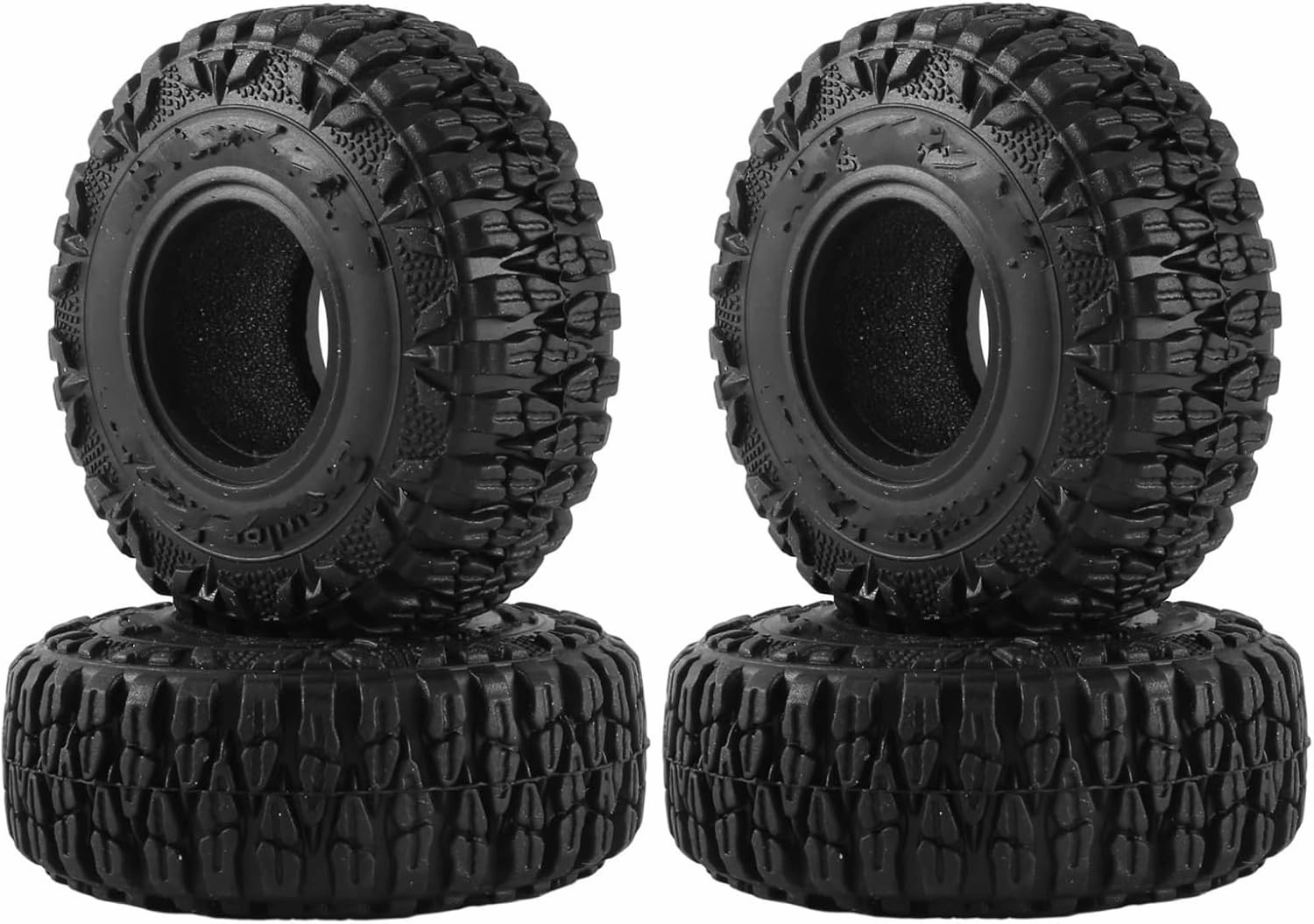 Rc Car Wheel Rim Tire Compatible with Axial for SCX24 for Traxxas for TRX4M 1/18 1/24 RC Crawler Car Parts 60mm 1.0" Soft Rubber Wheel Tire Tyre All for Terrain