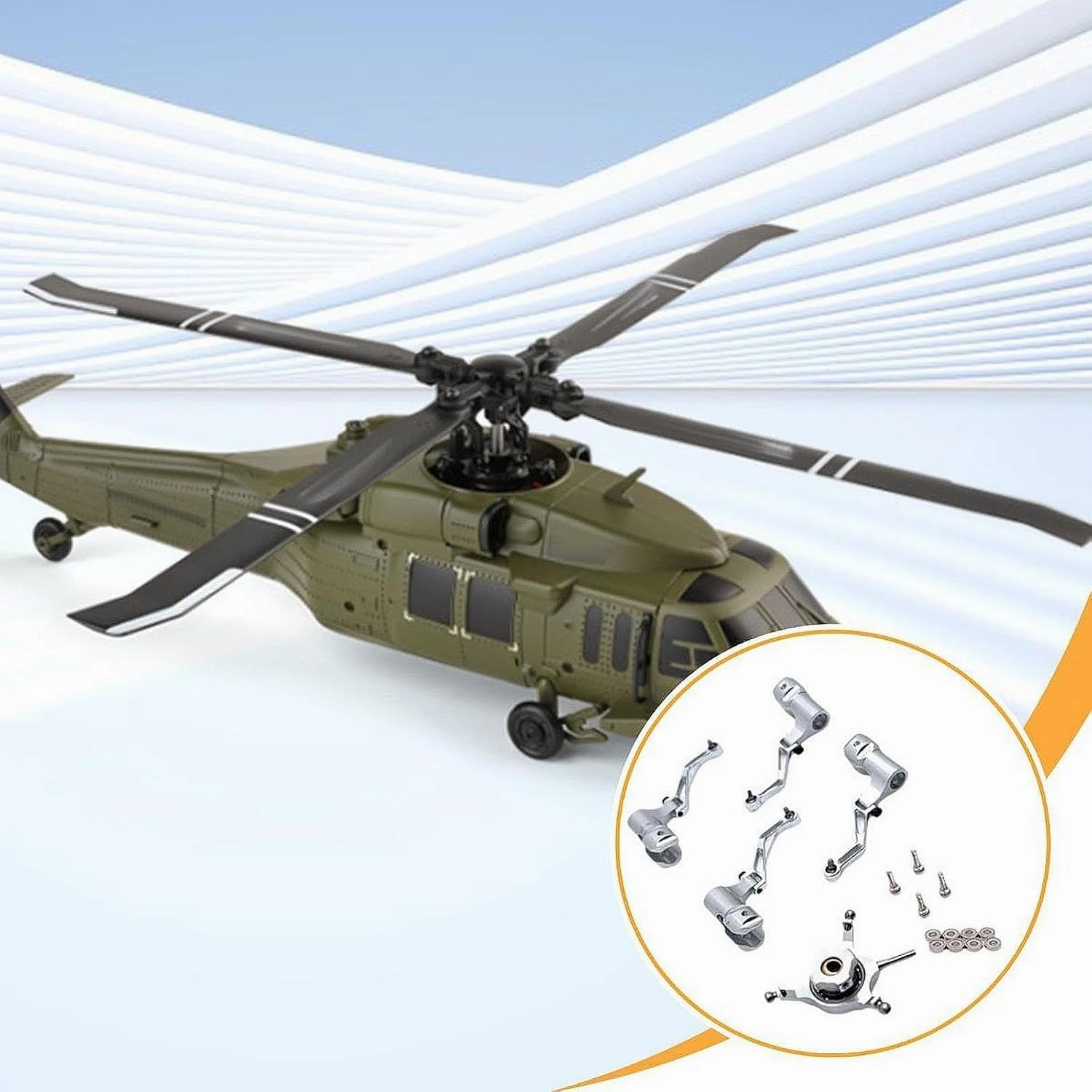RC Helicopter Swashplate Set Spare Part Leaf Clip RC Aircraft Accessories for K170, Silver