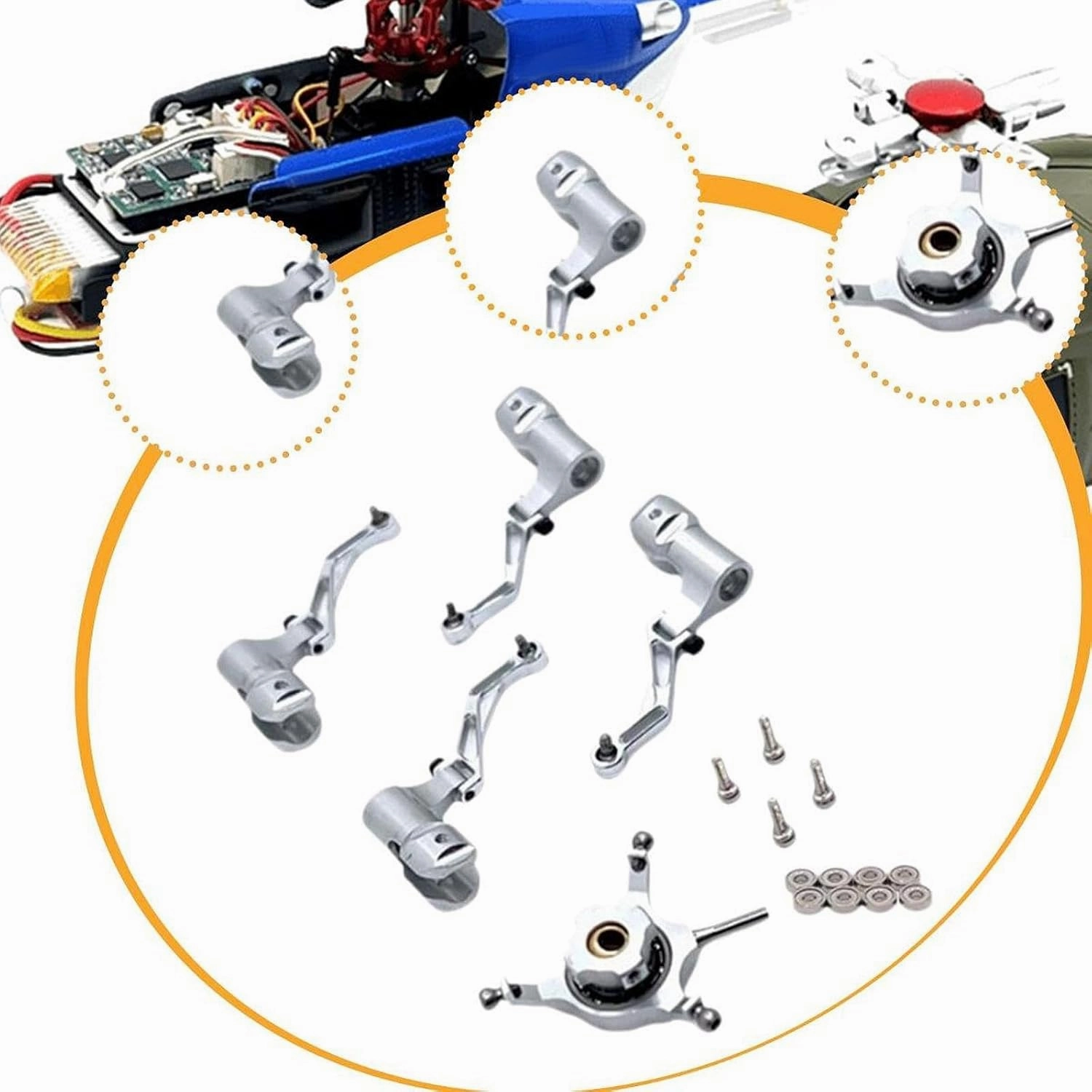 RC Helicopter Swashplate Set Spare Part Leaf Clip RC Aircraft Accessories for K170, Silver