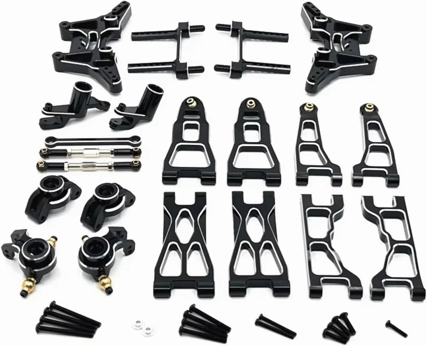 Rc Special Connecting Rod for Ud1201 Ud1202 Pro 1/12 Metal Steering Cup Front and Rear Suspension Arm Shock Tower Link Kit RC Car Upgrade Parts Accessories Replacement(Black)