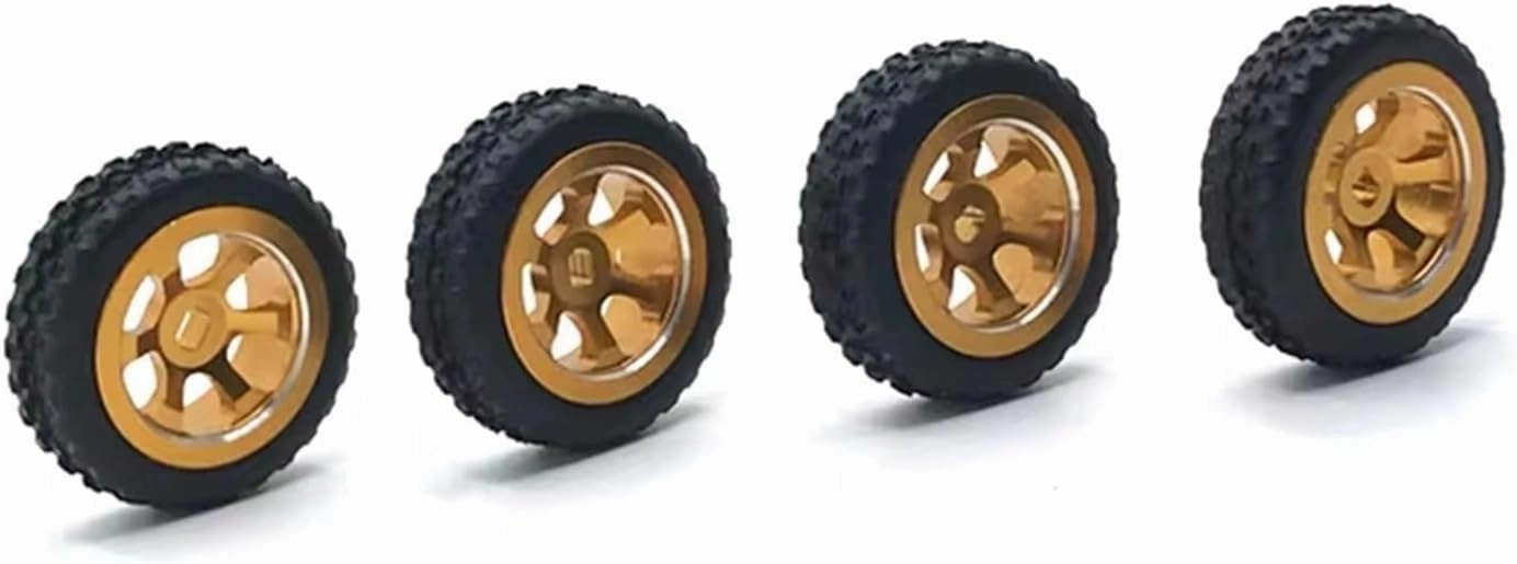 RC Tyre Set for WLtoys 284131 for K969 979 989 999 for P929 939 1/28 RC Car Parts Metal Upgrade for Racing Wheel Soft Tire Skin(Yellow)