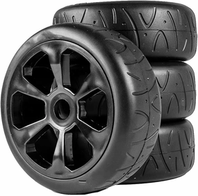 Rc Wheel Rim Tire for Hobao for HSP for HPI for Kyosho RC Car Parts 4Pcs RC 1/8 Scale On Road Hot Melt Rubber Tire & Wheel Rim Set 17mm Hex Wheels(B)