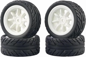 Rc Wheel Rim Tire for SG1603 for SG1604 for SG1605 for UDIRC for UD1601 for UD1602 for UD1603 for UD1604 4Pcs Rubber Tire Tyre Wheel for 1/16 RC Car Upgrade Parts(White)