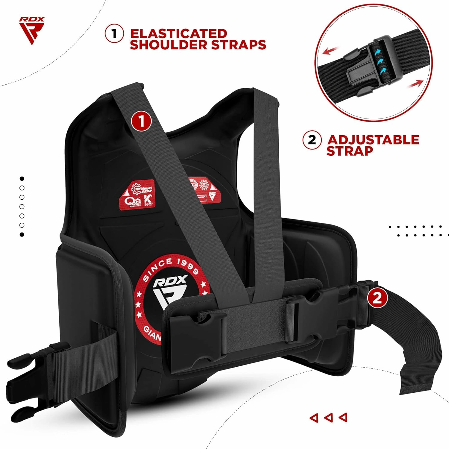RDX Boxing Body Protector, MMA Kickboxing Muay Thai Boxing Chest Guard, Sparring Training Heavy Punching, Kara Adjustable Strike Shield, Martial Arts Upper Body Ribs Protection Pad, Taekwondo Vest