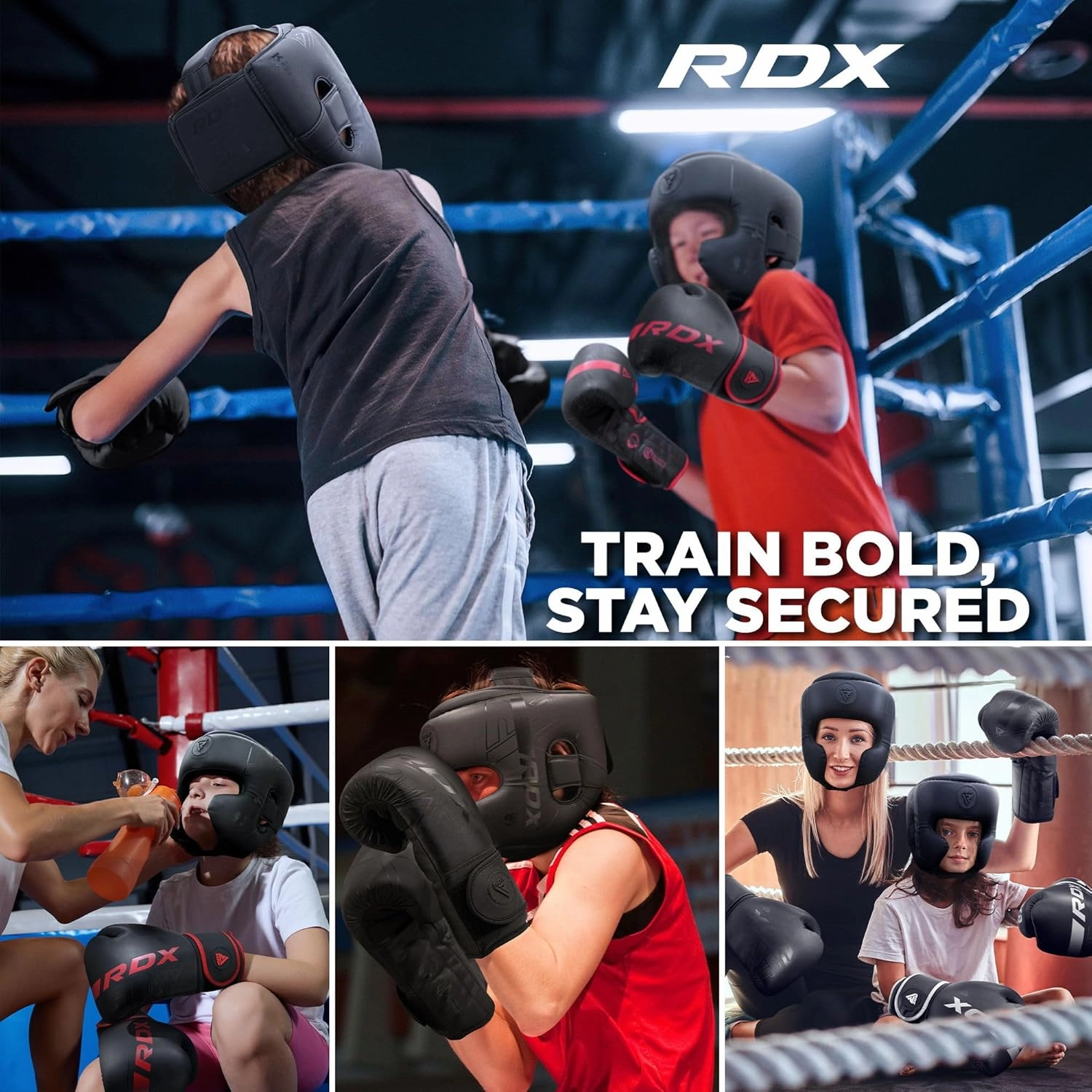 RDX Kids Boxing Headgear, MMA Training, Adjustable Padded Kara Muay Thai Juniors Head Gear, Kickboxing, Sparring, Martial Arts, Karate, Taekwondo Youth Girls Boys Helmet, Home Gym Workouts