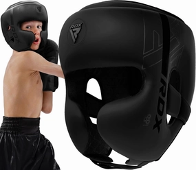 RDX Kids Boxing Headgear, MMA Training, Adjustable Padded Kara Muay Thai Juniors Head Gear, Kickboxing, Sparring, Martial Arts, Karate, Taekwondo Youth Girls Boys Helmet, Home Gym Workouts