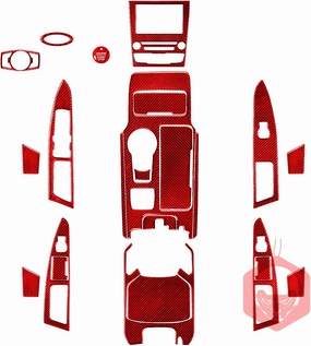Real Quality Soft Carbon Fiber Car Interior Decoration Decal Dashboard Set Sticker 20pcs Set Auto Premium Sticker Cover Compatible with Ford Mondeo/Fusion 2013 2014 2015 2016 2017 2018 2019 Red