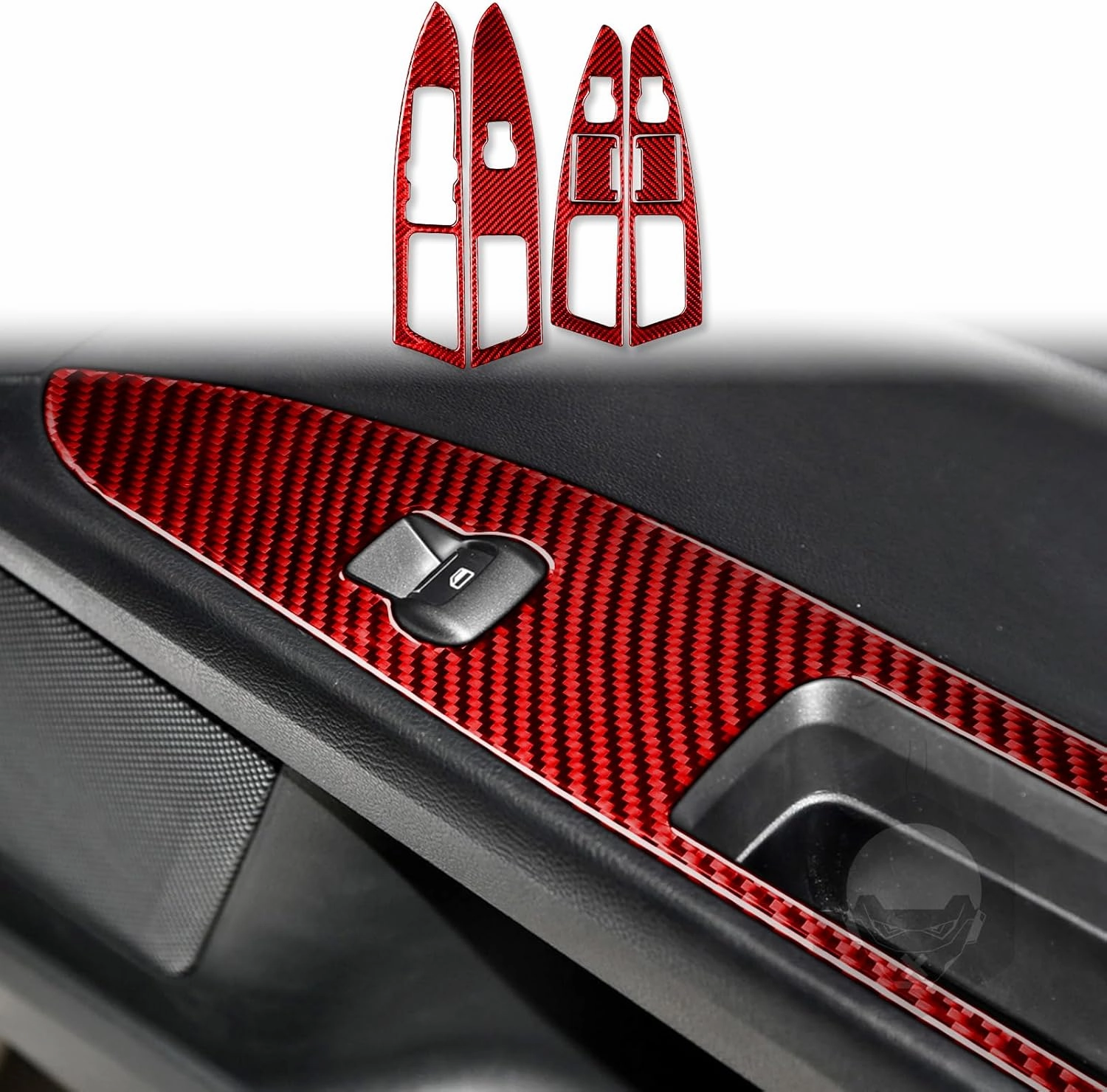 Real Quality Soft Carbon Fiber Car Interior Decoration Decal Dashboard Set Sticker 20pcs Set Auto Premium Sticker Cover Compatible with Ford Mondeo/Fusion 2013 2014 2015 2016 2017 2018 2019 Red