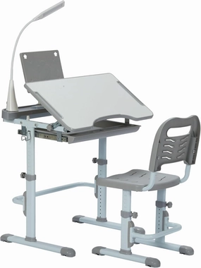 Real Relax Children's Adjustable Desk Set, Tiltable Desktop Girls Desk for Bedroom(Grey)