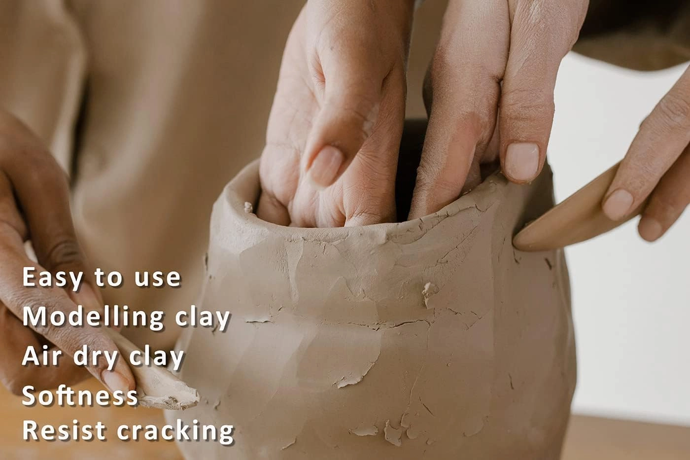 ReArt Natural Air-Dry Clay, for Sculpting, Wheel Throwing, Hand Building, All-Purpose Modeling Clay 10lbs for Sculpting (White 10LBs)
