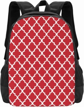 Red Quatrefoil Tiles Pattern Lightweight Packable Backpack Travel Casual Hiking Daypack Foldable Backpack For Men Women