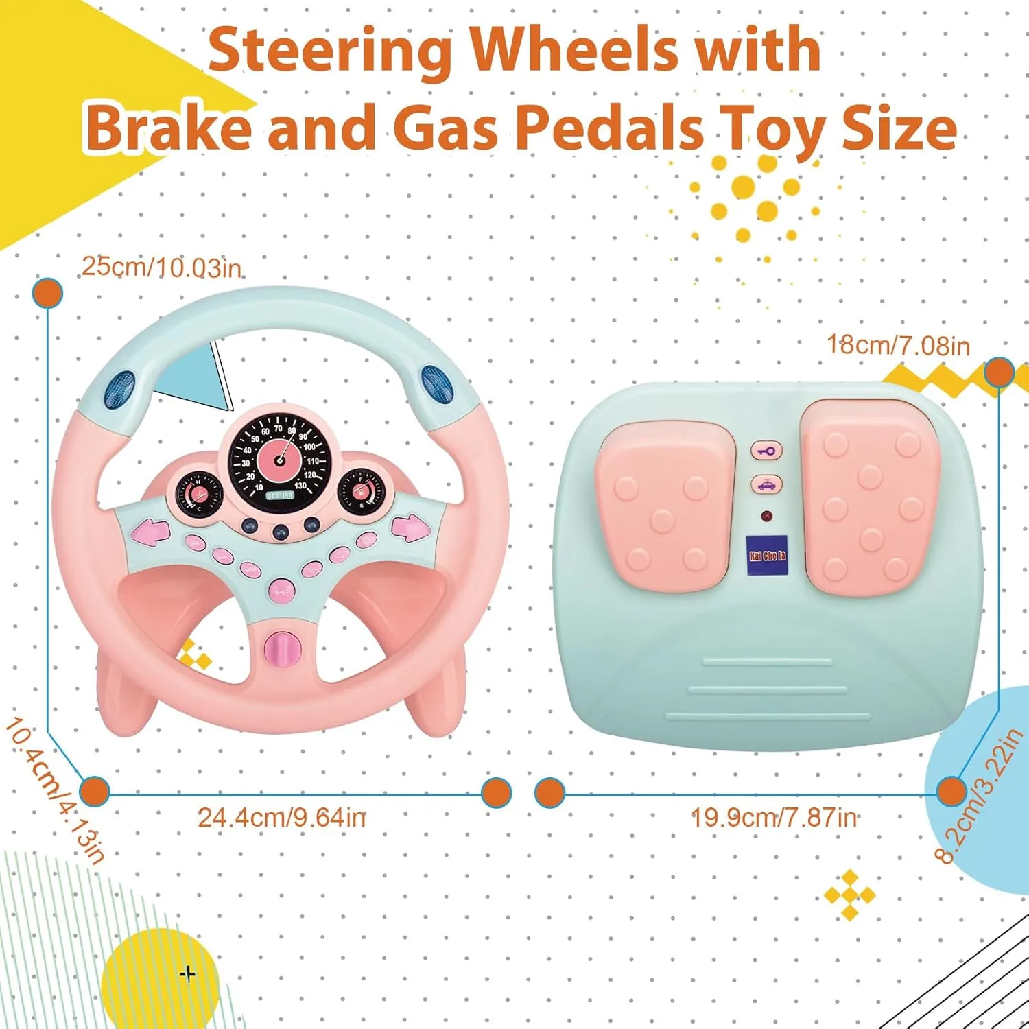 RedCrab Steering Wheels with Brake and Gas Pedals Toy for Kids,Simulated Driving for Toddlers with Light and Music, Pretend Driving Seat Toys, Baby Electric Early Learning Educational Toys (Pink)
