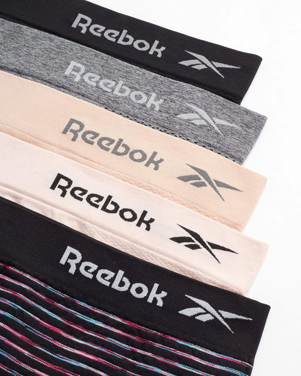 Reebok Hipster Panties for Women - 5 Pack Stretch Performance Seamless Underwear with Relaxed Tagless Waist (S-XL)