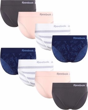 Reebok Women's Briefs Underwear - 8 Pack Seamless Stretch Performance High Cut or Boy Shorts Panties for Women (Sizes: S-XL)
