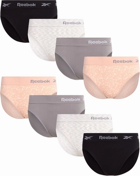Reebok Women's Briefs Underwear - 8 Pack Seamless Stretch Performance High Cut or Boy Shorts Panties for Women (Sizes: S-XL)