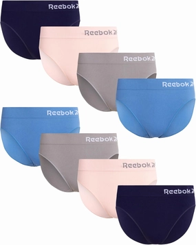 Reebok Women's Briefs Underwear - 8 Pack Seamless Stretch Performance High Cut or Boy Shorts Panties for Women (Sizes: S-XL)