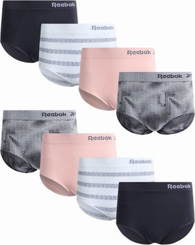 Reebok Women's Briefs Underwear - 8 Pack Seamless Stretch Performance High Cut or Boy Shorts Panties for Women (Sizes: S-XL)