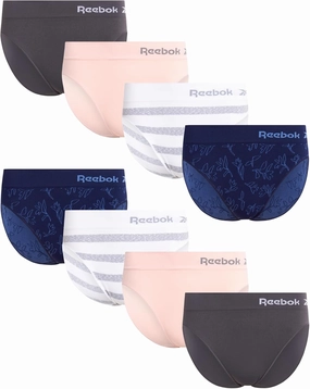 Reebok Women's Briefs Underwear - 8 Pack Seamless Stretch Performance High Cut or Boy Shorts Panties for Women (Sizes: S-XL)