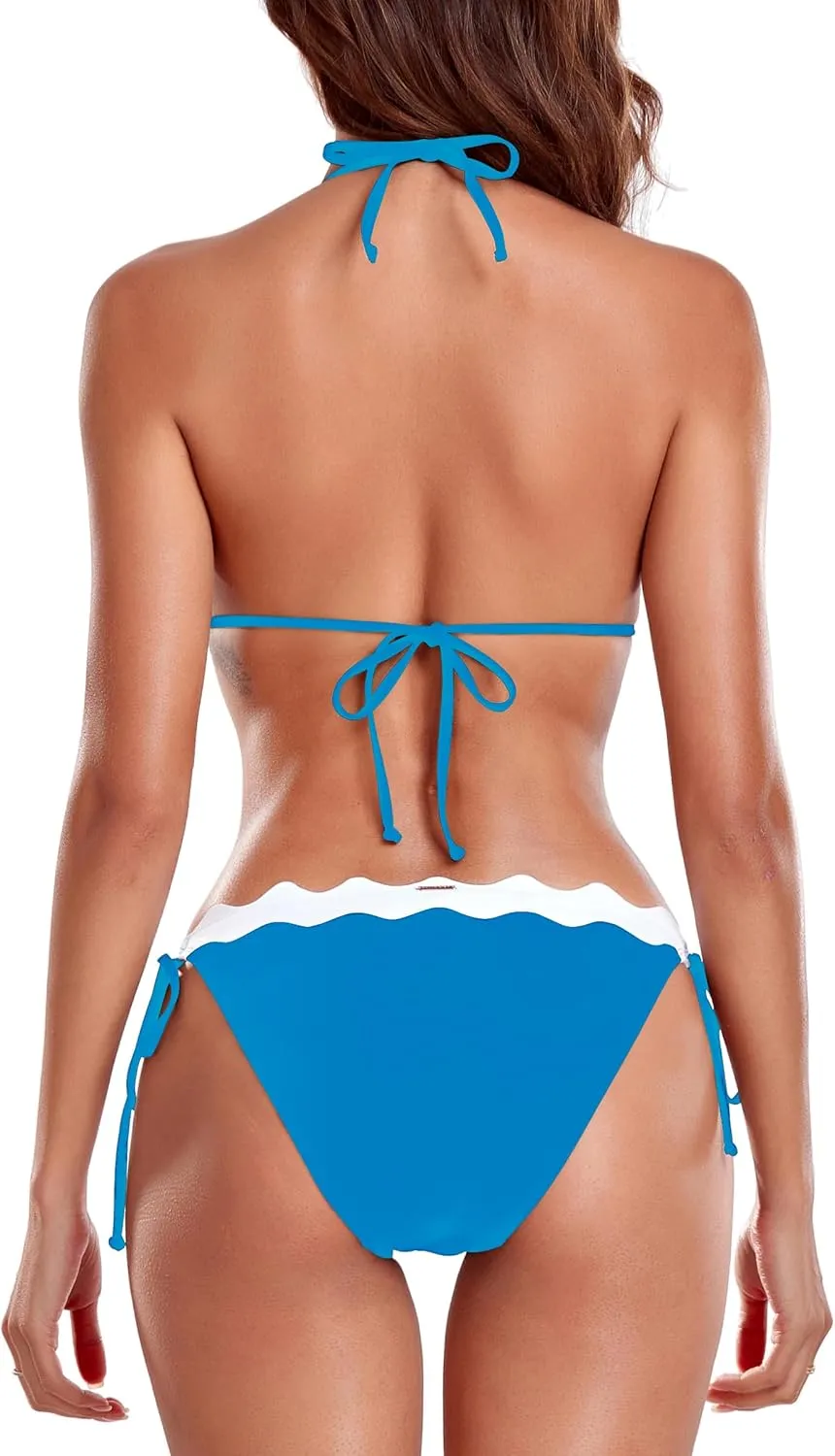 RELLECIGA Women's Adjustable Triangle Bikini Set String Halter Two Piece Bathing Suits