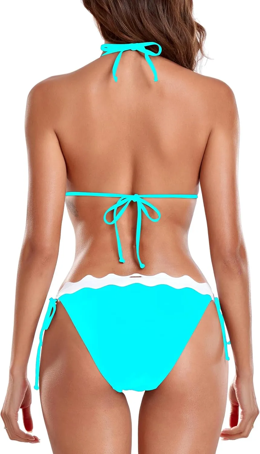 RELLECIGA Women's Adjustable Triangle Bikini Set String Halter Two Piece Bathing Suits