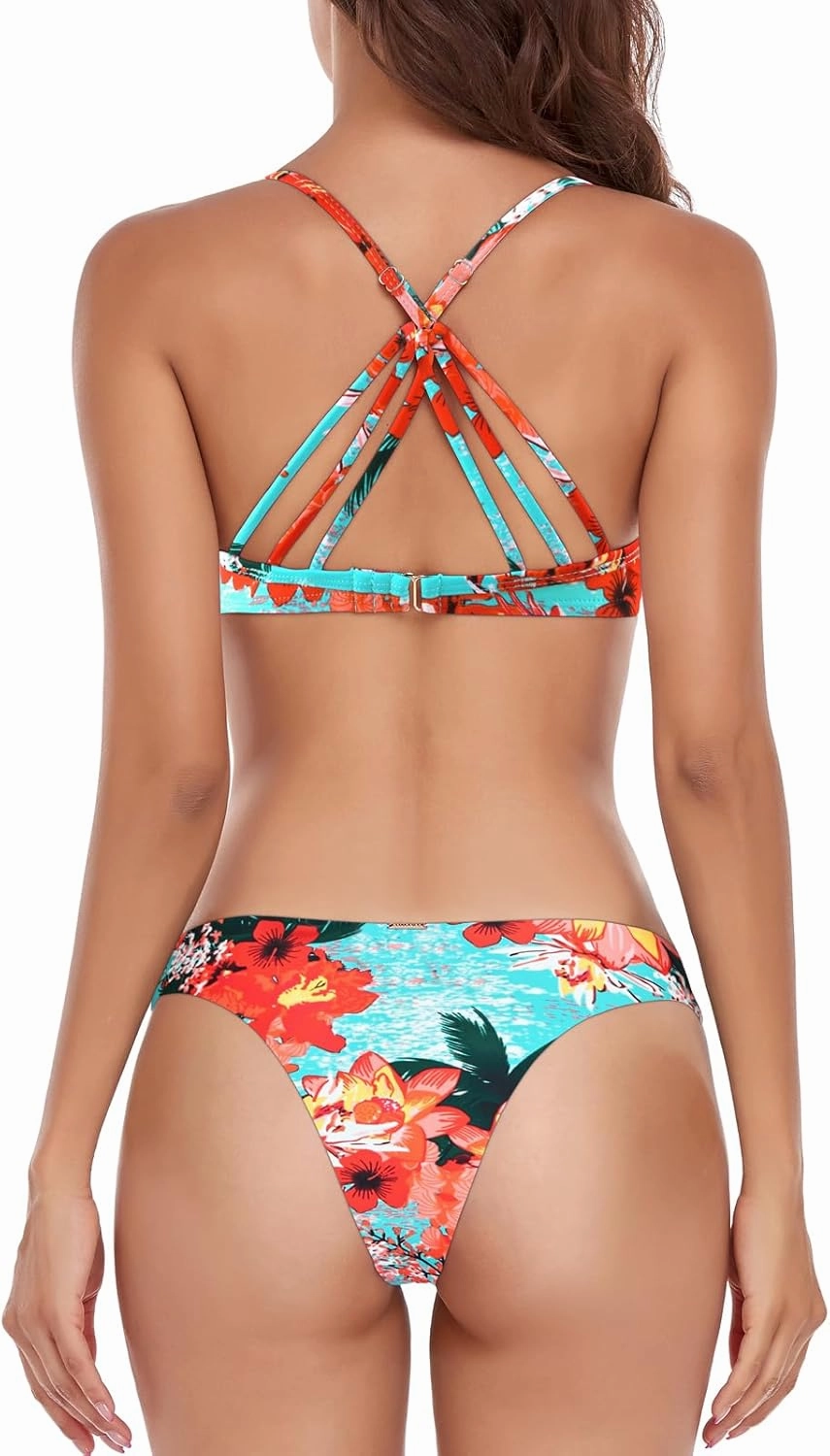 RELLECIGA Women's Push Up Underwire Bikini Set Brazilian Low Rise Bathing Suit