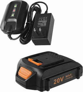 Replacement 20V Battery and Charger Starter Kit, WA3525 Lithium Battery and Charger WA3732 Compatible with Worx 20-Volt Cordless Power Tools