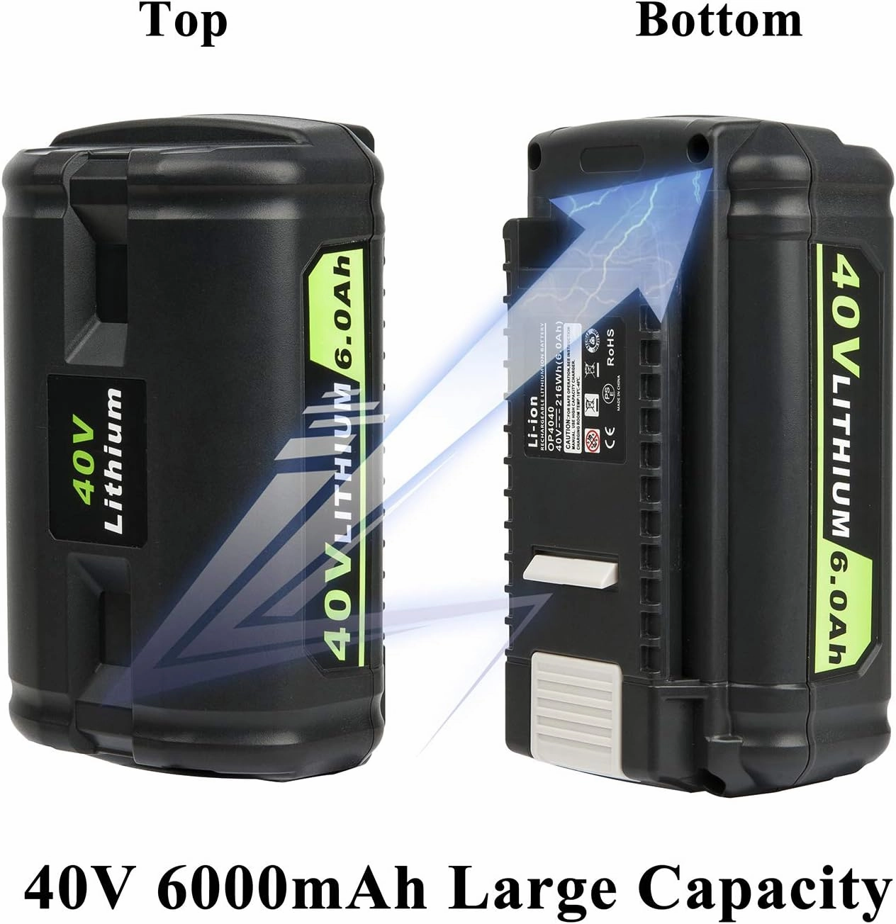 Replacement Battery for Ryobi 40v Battery OP4015 OP4050A OP4040 OP4050 OP40201 Compatible with Ryobi 40V Cordless Power Tools, Capacity 6.0Ah