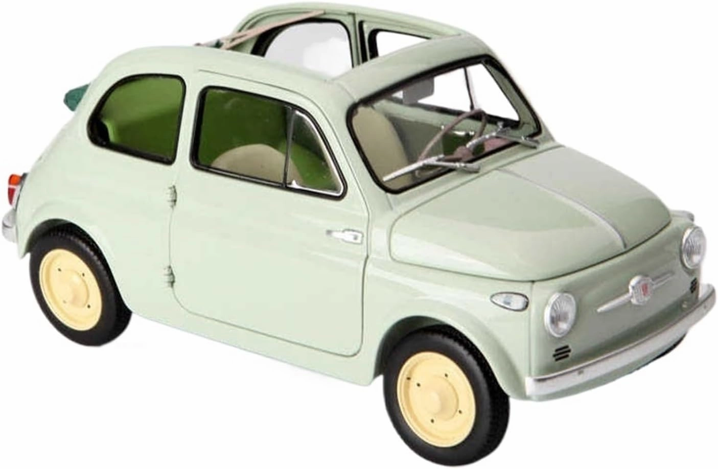 Resin Car Models Kit 1 18 Fit for Fiat 500 Alloy Full Door Green Simulation Car Model Figure Collection Souvenir Display Decoration