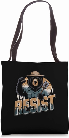 Resist Bear Wilderness Forest Message Tote Bag