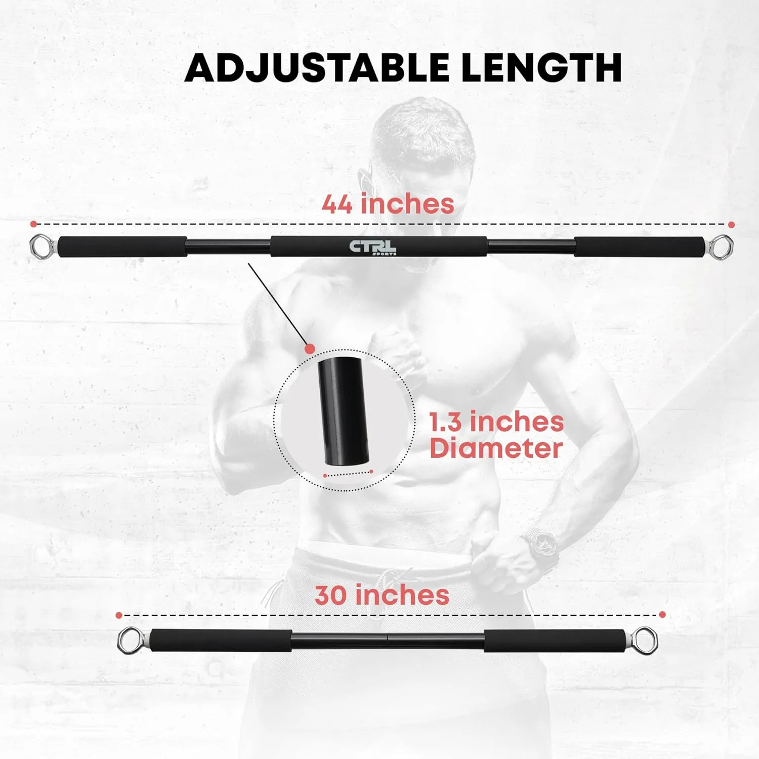 Resistance Band Bar for Fitness - Workout for Exercise, Squat, Biceps, Triceps, Shoulders, Back - Adjustable 3 Parts for Resistance Bands - Durable Portable Steel Pilates Bar
