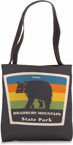 Retro Bradbury Mountain State Park Maine Bear ME Souvenir Tote Bag