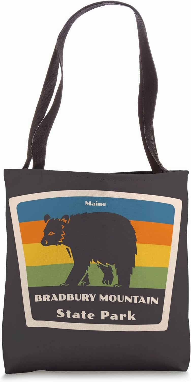 Retro Bradbury Mountain State Park Maine Bear ME Souvenir Tote Bag