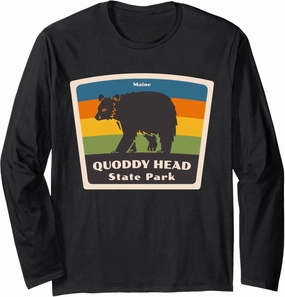 Retro Quoddy Head State Park Maine Bear ME Souvenir Long Sleeve T-Shirt