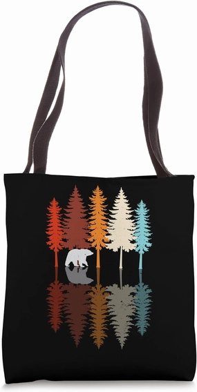 Retro Vintage Coniferous Forest Reflection Fir Trees Outdoor Tote Bag