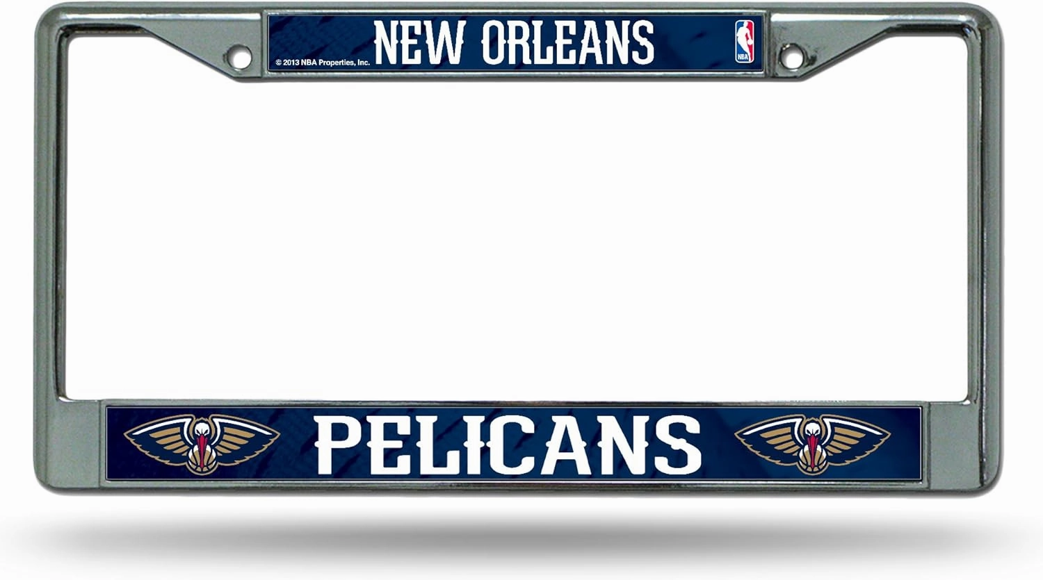 Rico Industries NBA Basketball Premium 12" x 6" Chrome Frame with Plastic Inserts - Car/Truck/SUV Automobile Accessory