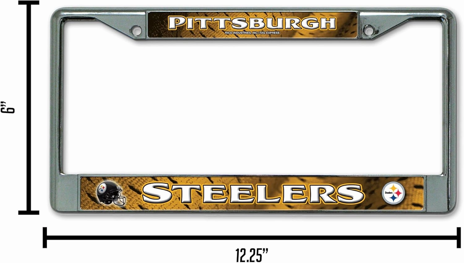 Rico Industries NBA Basketball Premium 12" x 6" Chrome Frame with Plastic Inserts - Car/Truck/SUV Automobile Accessory