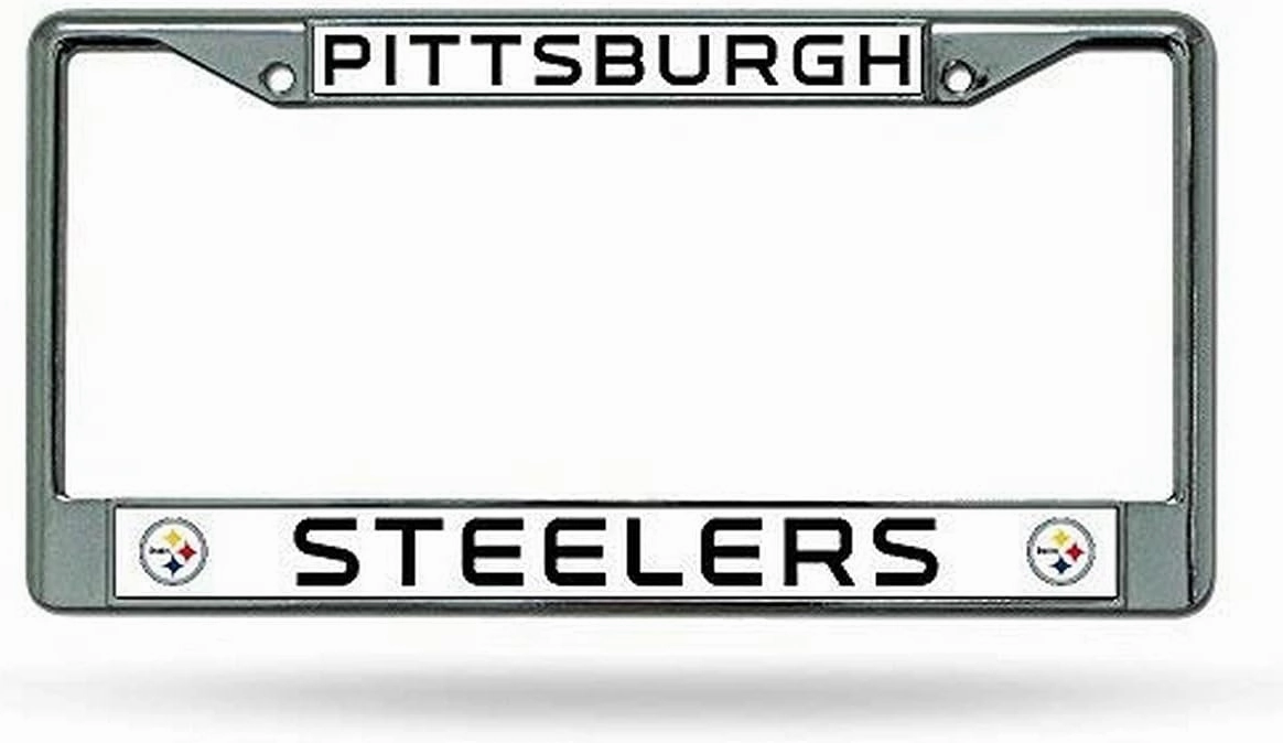 Rico Industries NFL Football Premium 12" x 6" Chrome Frame with Plastic Inserts - Car/Truck/SUV Automobile Accessory