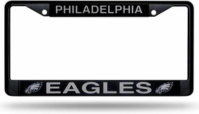 Rico Industries NFL Football Primary Black Chrome Frame with Plastic Inserts 12" x 6" Car/Truck Auto Accessory