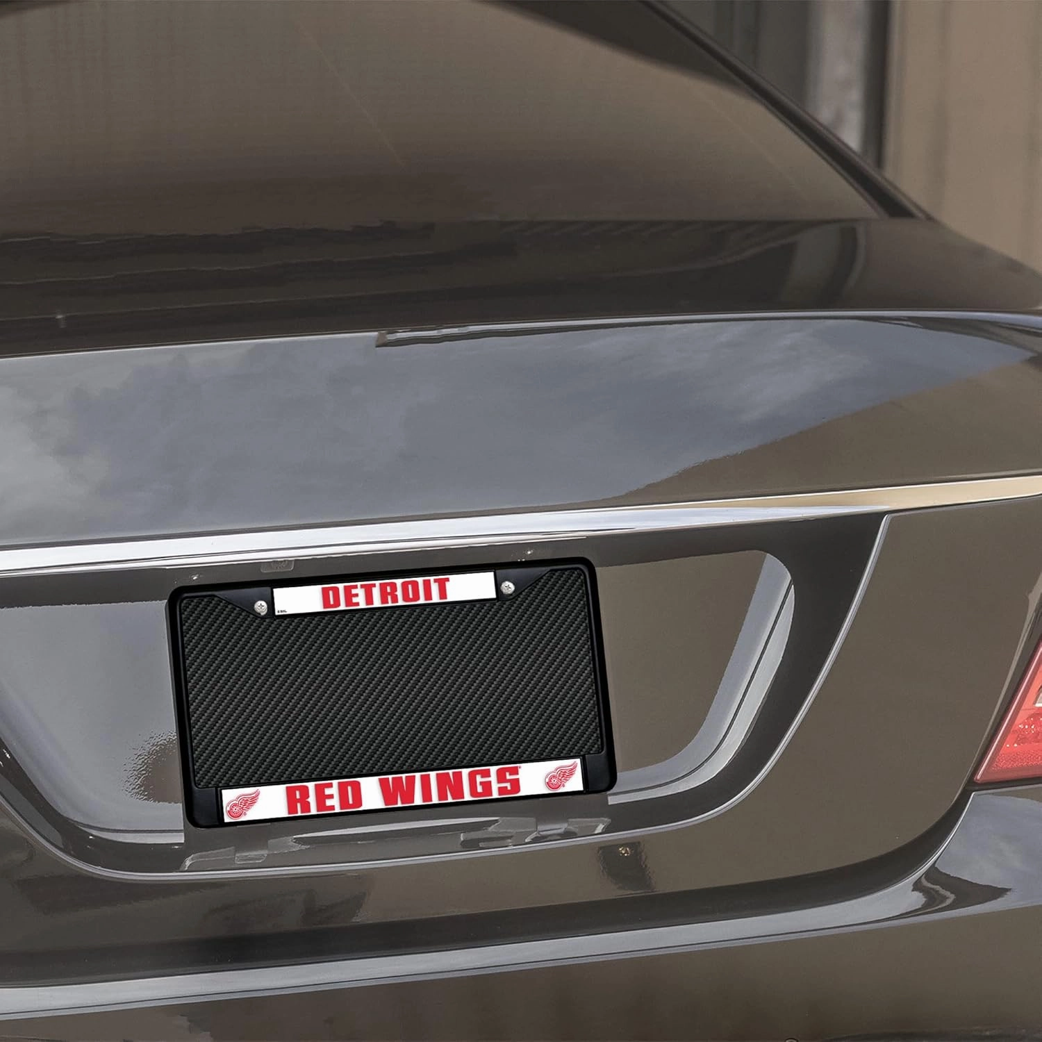 Rico Industries NHL Hockey Detroit Red Wings Black License Plate Frame 12" x 6"