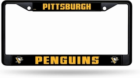 Rico Industries NHL Pittsburgh Penguins Standard Chrome License Plate Frame, 6 x 12.25-"
