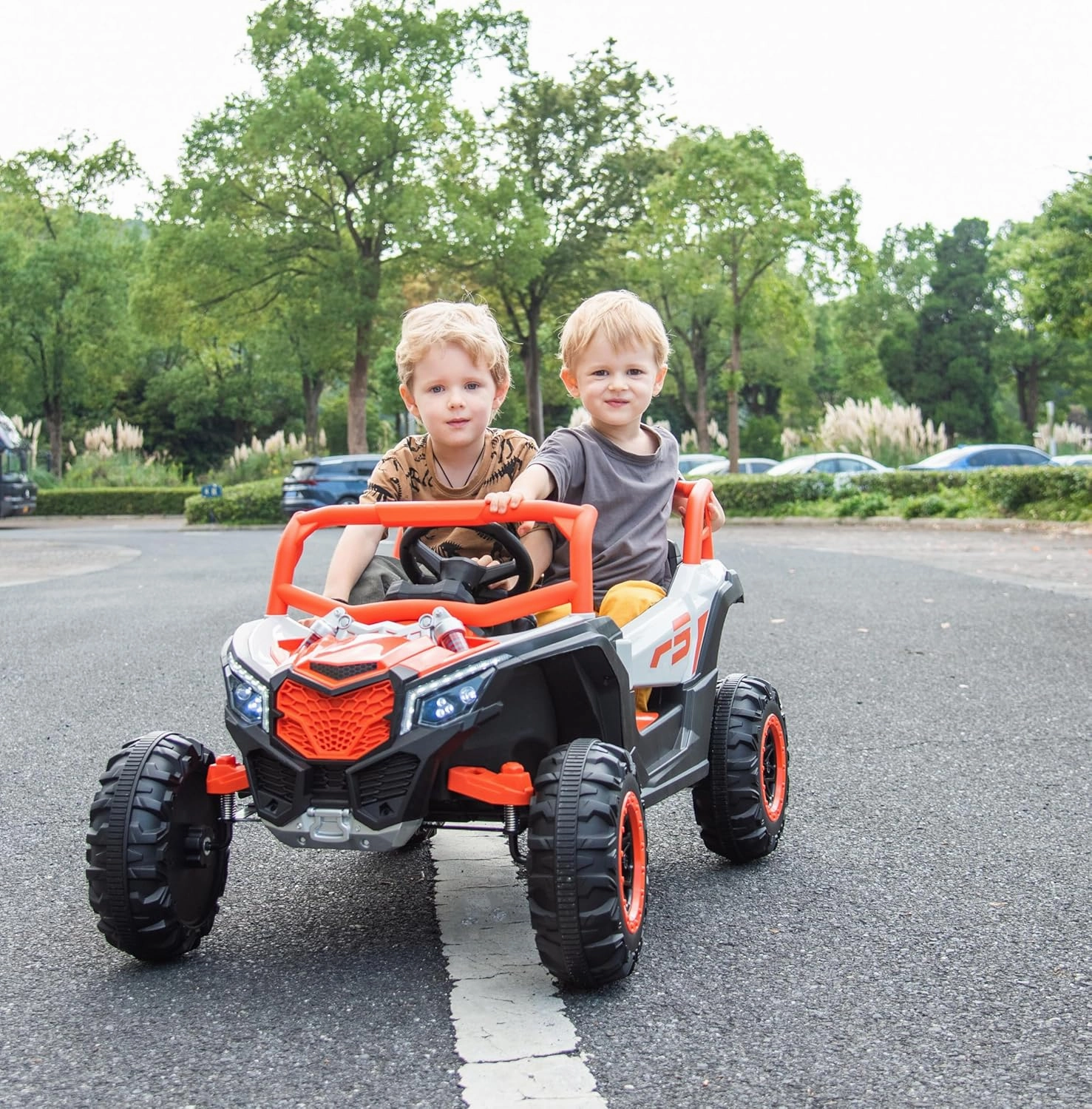 Ride on car, Kids Electric car, Tamco Riding Toys for Kids with Remote Control/Swing Function Amazing Gift for 3~6 Years Boys Girls (White Orange)