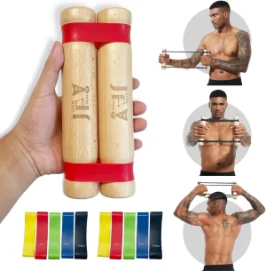 Rip Stick Workout - Upper Body Workout Equipment Home Gym - with Adjustable Resistance Bands - Portable Wooden Exercise Equipment - Joint Rehab