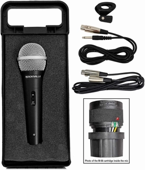 Rockville RMC-XLR Wired Handheld DJ Microphone, High-End Metal Build, Includes (2) XLR Cables, Cardioid Dynamic Mic, Perfect for DJs, Karaoke, and Live Performances