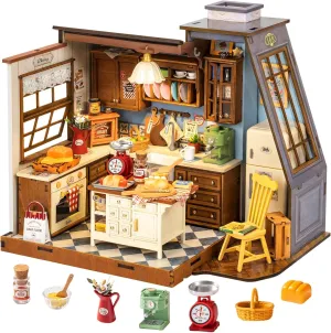 Rolife DIY Dollhouse Miniature House Kit 1:18 Scale Baking Kictchen with Pitched Roof Window, Diorama Tiny House Building Kit Crafts for Adults Home Decor Gift for Boys Girls